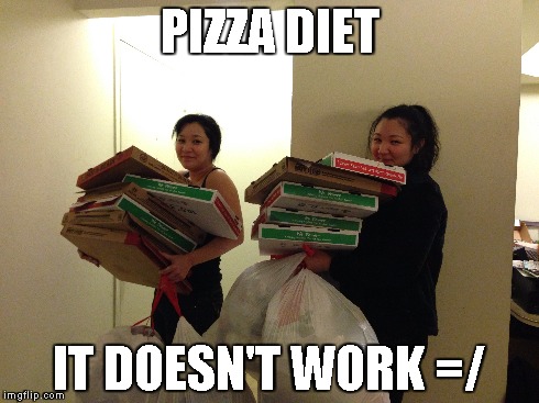 Pizza Diet | PIZZA DIET IT DOESN'T WORK =/ | image tagged in pizza,diet | made w/ Imgflip meme maker
