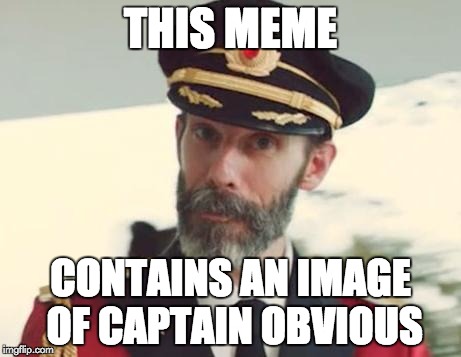 Captain Obvious | THIS MEME CONTAINS AN IMAGE OF CAPTAIN OBVIOUS | image tagged in captain obvious | made w/ Imgflip meme maker