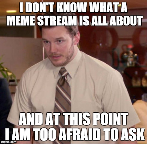 Afraid To Ask Andy | I DON'T KNOW WHAT A MEME STREAM IS ALL ABOUT AND AT THIS POINT I AM TOO AFRAID TO ASK | image tagged in and at this point i am to afraid to ask | made w/ Imgflip meme maker