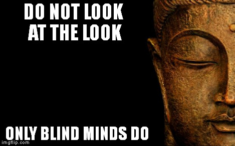 Buddha - Quotes | DO NOT LOOK AT THE LOOK ONLY BLIND MINDS DO | image tagged in buddha - quotes | made w/ Imgflip meme maker