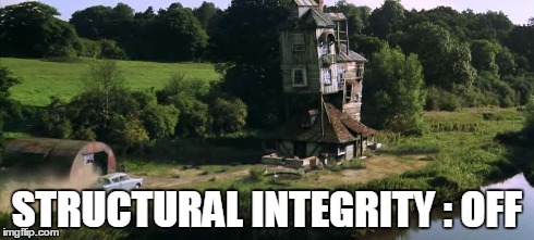 For all the ME fans out there. | STRUCTURAL INTEGRITY : OFF | image tagged in harry potter,structure,crazy house,house,weasley | made w/ Imgflip meme maker