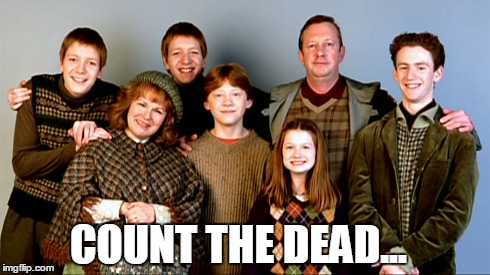 The Weasley family | COUNT THE DEAD... | image tagged in dead,harry,harry potter | made w/ Imgflip meme maker