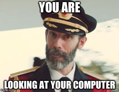 Captain Obvious | YOU ARE LOOKING AT YOUR COMPUTER | image tagged in captain obvious | made w/ Imgflip meme maker