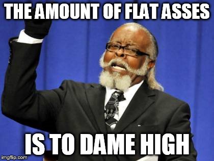 Too Damn High | THE AMOUNT OF FLAT ASSES IS TO DAME HIGH | image tagged in memes,too damn high | made w/ Imgflip meme maker