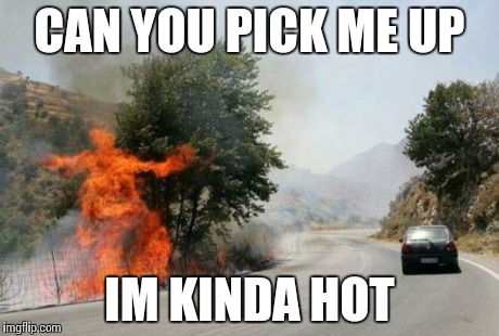 CAN YOU PICK ME UP IM KINDA HOT | image tagged in fireman,puns | made w/ Imgflip meme maker