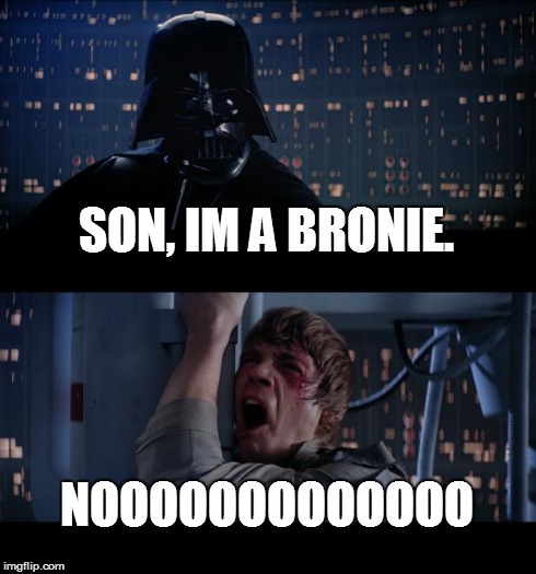 Star Wars No | SON, IM A BRONIE. NOOOOOOOOOOOOO | image tagged in memes,star wars no | made w/ Imgflip meme maker