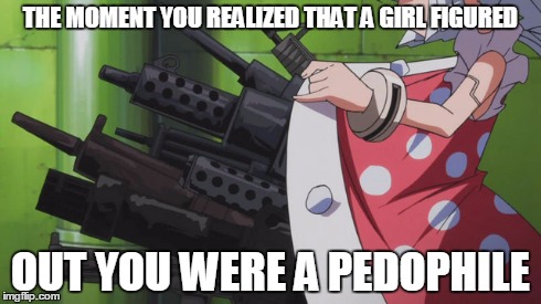 Loli's are prepared! | THE MOMENT YOU REALIZED THAT A GIRL FIGURED OUT YOU WERE A PEDOPHILE | image tagged in anime,pedophile | made w/ Imgflip meme maker