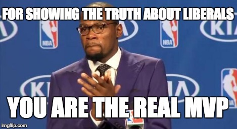 You The Real MVP Meme | FOR SHOWING THE TRUTH ABOUT LIBERALS YOU ARE THE REAL MVP | image tagged in memes,you the real mvp | made w/ Imgflip meme maker