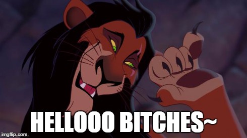 HELLOOO B**CHES~ | image tagged in scar meme 1,lion king | made w/ Imgflip meme maker