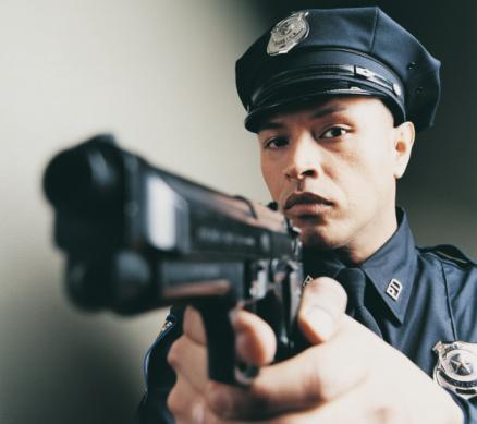 Police man with a gun Blank Meme Template