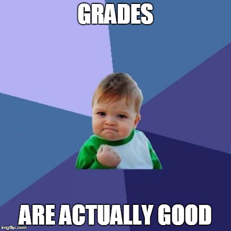 Success Kid Meme | GRADES ARE ACTUALLY GOOD | image tagged in memes,success kid | made w/ Imgflip meme maker