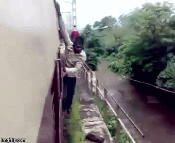 Train Runners | image tagged in gifs,train,stunt,running | made w/ Imgflip video-to-gif maker