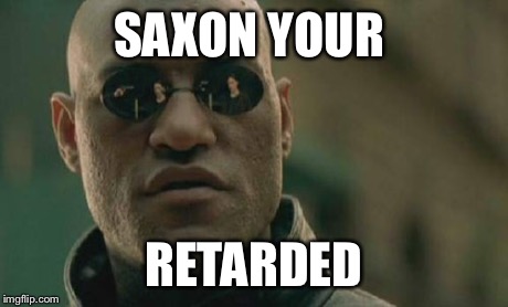 Matrix Morpheus Meme | SAXON YOUR RETARDED | image tagged in memes,matrix morpheus | made w/ Imgflip meme maker