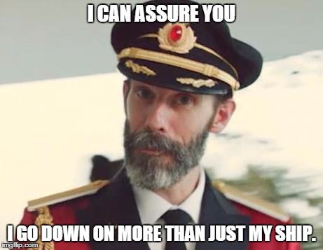 Captain Obvious | I CAN ASSURE YOU I GO DOWN ON MORE THAN JUST MY SHIP. | image tagged in captain obvious | made w/ Imgflip meme maker
