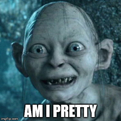 Gollum | AM I PRETTY | image tagged in memes,gollum | made w/ Imgflip meme maker