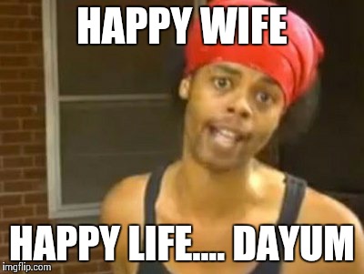 Hide Yo Kids Hide Yo Wife | HAPPY WIFE HAPPY LIFE.... DAYUM | image tagged in memes,hide yo kids hide yo wife | made w/ Imgflip meme maker