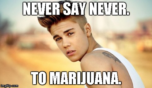 justin bieber. | NEVER SAY NEVER. TO MARIJUANA. | image tagged in justin bieber,funny,lol,stupid,weed | made w/ Imgflip meme maker