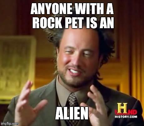 Ancient Aliens Meme | ANYONE WITH A ROCK PET IS AN ALIEN | image tagged in memes,ancient aliens | made w/ Imgflip meme maker