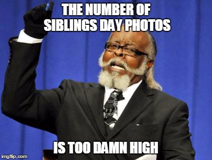 Too Damn High | THE NUMBER OF SIBLINGS DAY PHOTOS IS TOO DAMN HIGH | image tagged in memes,too damn high | made w/ Imgflip meme maker