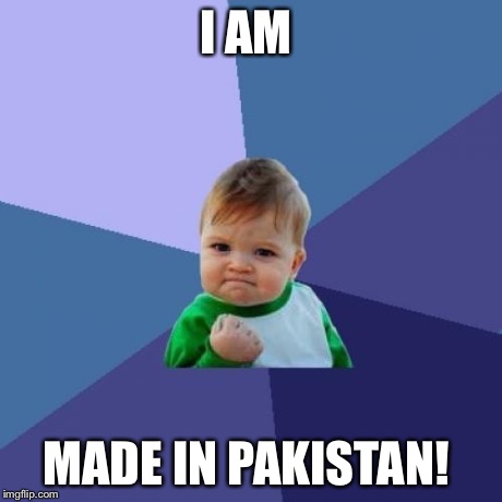 Success Kid Meme | I AM MADE IN PAKISTAN! | image tagged in memes,success kid | made w/ Imgflip meme maker