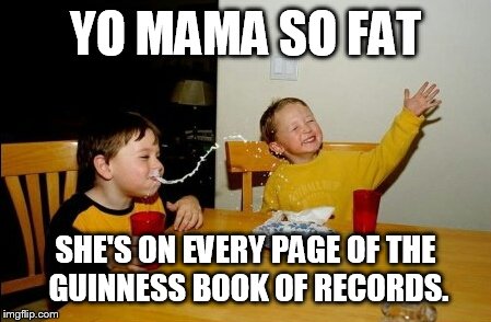 Yo Mamas So Fat | YO MAMA SO FAT SHE'S ON EVERY PAGE OF THE GUINNESS BOOK OF RECORDS. | image tagged in memes,yo mamas so fat | made w/ Imgflip meme maker