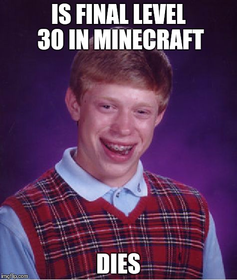 Bad Luck Brian | IS FINAL LEVEL 30 IN MINECRAFT DIES | image tagged in memes,bad luck brian | made w/ Imgflip meme maker