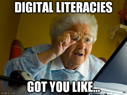 Grandma Finds The Internet Meme | DIGITAL LITERACIES GOT YOU LIKE... | image tagged in memes,grandma finds the internet | made w/ Imgflip meme maker