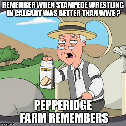 Pepperidge Farm Remembers Meme | REMEMBER WHEN STAMPEDE WRESTLING IN CALGARY WAS BETTER THAN WWE ? PEPPERIDGE FARM REMEMBERS | image tagged in memes,pepperidge farm remembers | made w/ Imgflip meme maker