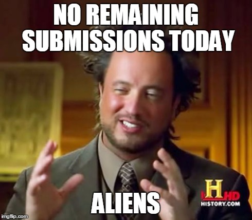 Ancient Aliens | NO REMAINING SUBMISSIONS TODAY ALIENS | image tagged in memes,ancient aliens | made w/ Imgflip meme maker