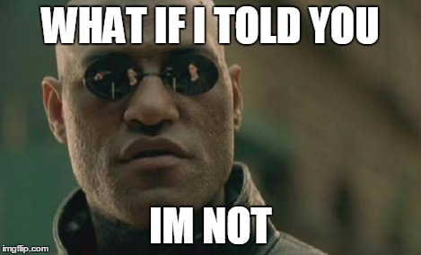 WHAT IF I TOLD YOU IM NOT | image tagged in memes,matrix morpheus | made w/ Imgflip meme maker
