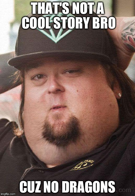 chumlee | THAT'S NOT A COOL STORY BRO CUZ NO DRAGONS | image tagged in chumlee | made w/ Imgflip meme maker