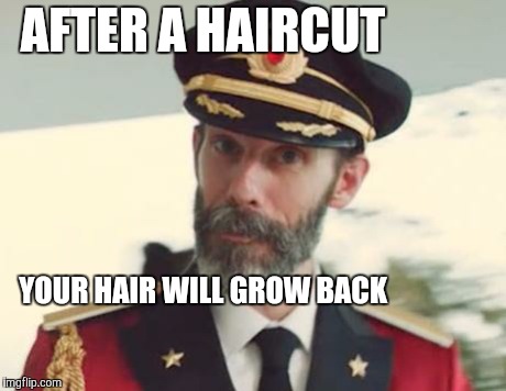 Captain Obvious | AFTER A HAIRCUT YOUR HAIR WILL GROW BACK | image tagged in captain obvious | made w/ Imgflip meme maker
