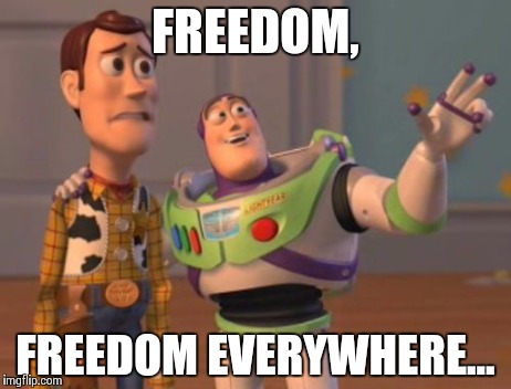 America,long live. | FREEDOM, FREEDOM EVERYWHERE... | image tagged in memes,x x everywhere | made w/ Imgflip meme maker