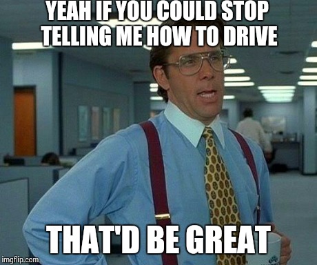 That Would Be Great | YEAH IF YOU COULD STOP TELLING ME HOW TO DRIVE THAT'D BE GREAT | image tagged in memes,that would be great | made w/ Imgflip meme maker