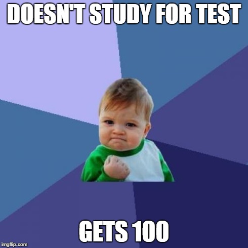 Success Kid | DOESN'T STUDY FOR TEST GETS 100 | image tagged in memes,success kid | made w/ Imgflip meme maker