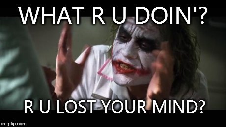 And everybody loses their minds | WHAT R U DOIN'? R U LOST YOUR MIND? | image tagged in memes,and everybody loses their minds | made w/ Imgflip meme maker