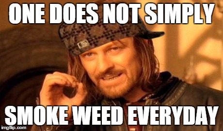 One Does Not Simply Meme | ONE DOES NOT SIMPLY SMOKE WEED EVERYDAY | image tagged in memes,one does not simply,scumbag | made w/ Imgflip meme maker