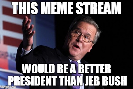 THIS MEME STREAM WOULD BE A BETTER PRESIDENT THAN JEB BUSH | image tagged in jeb bush | made w/ Imgflip meme maker