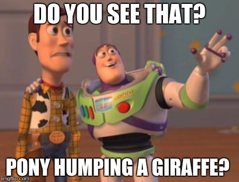 X, X Everywhere | DO YOU SEE THAT? PONY HUMPING A GIRAFFE? | image tagged in memes,x x everywhere | made w/ Imgflip meme maker