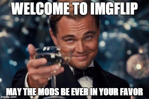 Except for the trolls... F**k trolls... | WELCOME TO IMGFLIP MAY THE MODS BE EVER IN YOUR FAVOR | image tagged in memes,leonardo dicaprio cheers,mod,imgflip,welcome | made w/ Imgflip meme maker