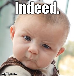 Skeptical Baby Meme | Indeed. | image tagged in memes,skeptical baby | made w/ Imgflip meme maker