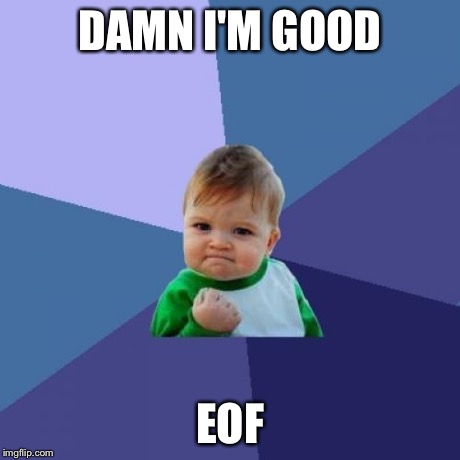 Success Kid Meme | DAMN I'M GOOD EOF | image tagged in memes,success kid | made w/ Imgflip meme maker