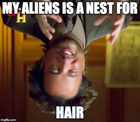 Ancient Aliens Meme | MY ALIENS IS A NEST FOR HAIR | image tagged in memes,ancient aliens | made w/ Imgflip meme maker