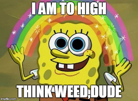 Imagination Spongebob Meme | I AM TO HIGH THINK WEED,DUDE | image tagged in memes,imagination spongebob | made w/ Imgflip meme maker