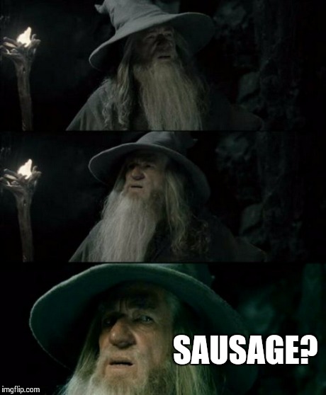 Confused Gandalf | SAUSAGE? | image tagged in memes,confused gandalf | made w/ Imgflip meme maker