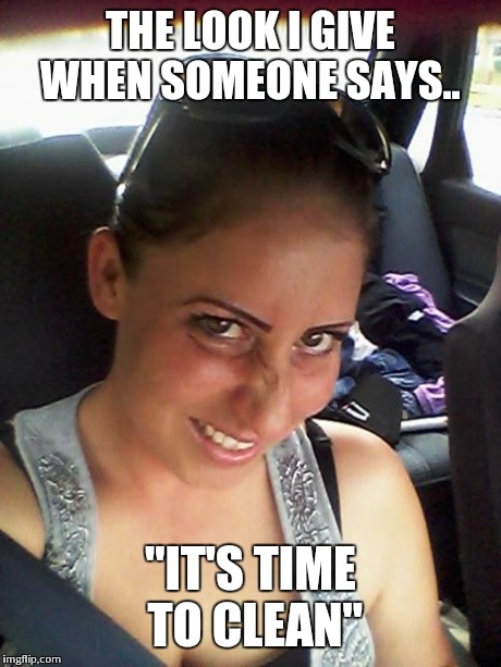 THE LOOK I GIVE WHEN SOMEONE SAYS.. "IT'S TIME TO CLEAN" | image tagged in discussed | made w/ Imgflip meme maker