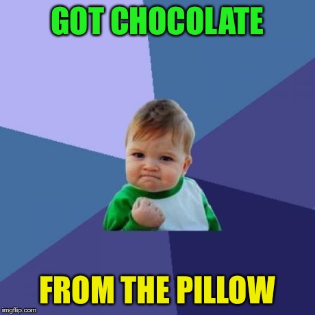Success Kid Meme | GOT CHOCOLATE FROM THE PILLOW | image tagged in memes,success kid | made w/ Imgflip meme maker