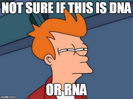 Futurama Fry Meme | NOT SURE IF THIS IS DNA OR RNA | image tagged in memes,futurama fry | made w/ Imgflip meme maker