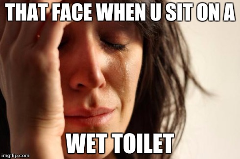First World Problems | THAT FACE WHEN U SIT ON A WET TOILET | image tagged in memes,first world problems | made w/ Imgflip meme maker
