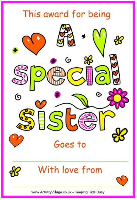 sister certificate Blank Meme Template